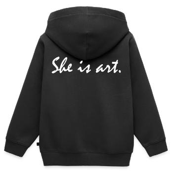 She is art - Kids Premium Organic Zip-up Hoodie - black - Back - AI Model Kid Male (0cm)