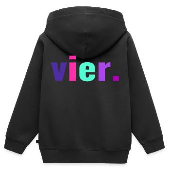 4. Geburtstag Geschenk 4 Jahre Vier - Kinder Premium Organic Zip Hoodie - Schwarz - Hinten - AI Model Kid Male (0cm)