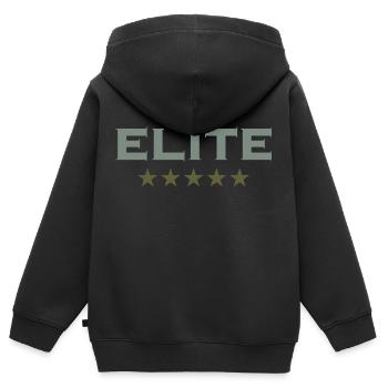 Elite Text 5 étoiles Pour la crème de la crème - Sweat Premium à capuche zippé enfant bio - noir - Dos - AI Model Kid Male (0cm)