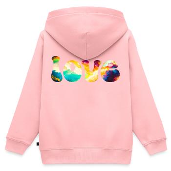 Amour - Sweat Premium à capuche zippé enfant bio - rose - Dos - AI Model Kid Female (0cm)