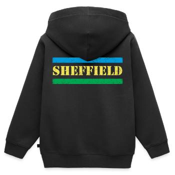Sheffield - Kinder Premium Organic Zip Hoodie - Schwarz - Hinten - AI Model Kid Male (0cm)