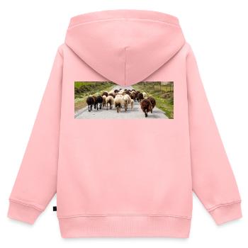 Chèvre de montagne dans le parc national Parc de l’île de Kos - Sweat Premium à capuche zippé enfant bio - rose - Dos - AI Model Kid Female (0cm)