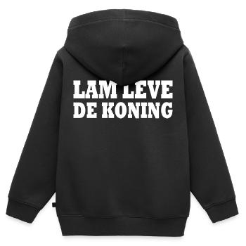 lam leve de koning - Sweat Premium à capuche zippé enfant bio - noir - Dos - AI Model Kid Male (0cm)