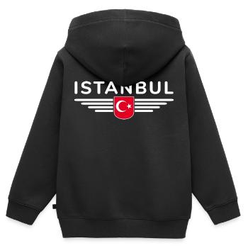 Turquie Ankara Türkiye Istanbul T Shirt Design - Sweat Premium à capuche zippé enfant bio - noir - Dos - AI Model Kid Male (0cm)
