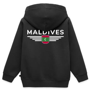 Maldives Fans : Maillots exclusifs - Sweat Premium à capuche zippé enfant bio - noir - Dos - AI Model Kid Male (0cm)