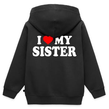 i love my sister - Kinder Premium Organic Zip Hoodie - Schwarz - Hinten - AI Model Kid Male (0cm)