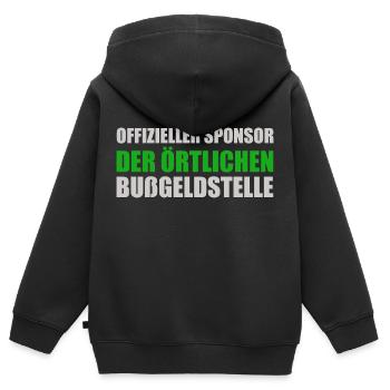 Sponsor officiel de l’Office Local des Amendes - Sweat Premium à capuche zippé enfant bio - noir - Dos - AI Model Kid Male (0cm)