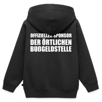 Sponsor officiel de l’Office Local des Amendes - Sweat Premium à capuche zippé enfant bio - noir - Dos - AI Model Kid Male (0cm)