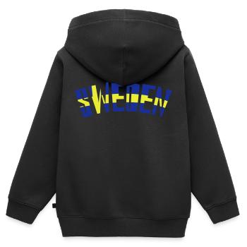 sweden - Kinder Premium Organic Zip Hoodie - Schwarz - Hinten - AI Model Kid Male (0cm)