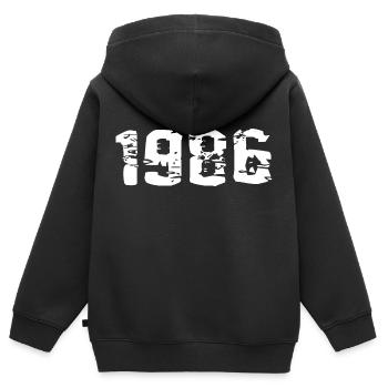 Geburtsjahr 1986 - Kinder Premium Organic Zip Hoodie - Schwarz - Hinten - AI Model Kid Male (0cm)