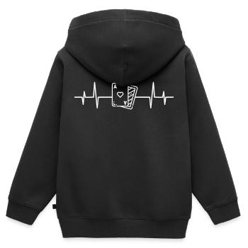 Heartbeat poker poker cartes jeu de cartes as ECG - Sweat Premium à capuche zippé enfant bio - noir - Dos - AI Model Kid Male (0cm)