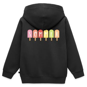 Sommer - Kinder Premium Organic Zip Hoodie - Schwarz - Hinten - AI Model Kid Male (0cm)