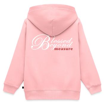 Béni au-delà de la mesure, chemises chrétiennes cool - Sweat Premium à capuche zippé enfant bio - rose - Dos - AI Model Kid Female (0cm)