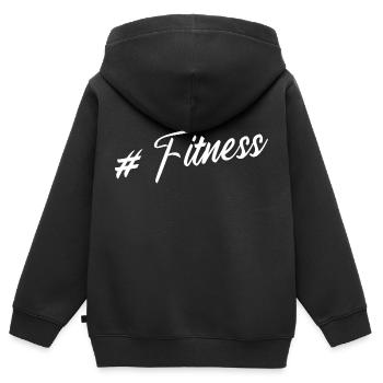 #Fitness - Kinder Premium Organic Zip Hoodie - Schwarz - Hinten - AI Model Kid Male (0cm)