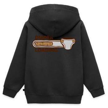 Diaper Loading Windel - Kinder Premium Organic Zip Hoodie - Schwarz - Hinten - AI Model Kid Male (0cm)