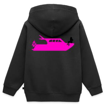 Boot - Kinder Premium Organic Zip Hoodie - Schwarz - Hinten - AI Model Kid Male (0cm)