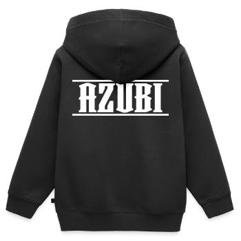 AZUBI Black Tshirt - Kinder Premium Organic Zip Hoodie - Schwarz - Hinten - AI Model Kid Male (0cm)
