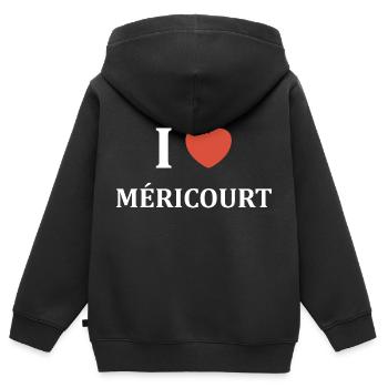 i love Méricourt - Sweat Premium à capuche zippé enfant bio - noir - Dos - AI Model Kid Male (0cm)
