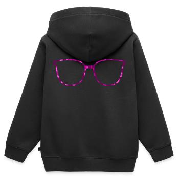 Brille Cateye perlmutt farbig (Farben änderbar) - Kinder Premium Organic Zip Hoodie - Schwarz - Hinten - AI Model Kid Male (0cm)