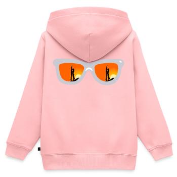 Lunettes de soleil, Surfergirl, Coucher de soleil - élégant - Sweat Premium à capuche zippé enfant bio - rose - Dos - AI Model Kid Female (0cm)