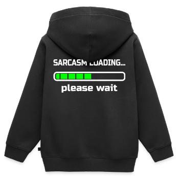Sarkasmus lädt ... Bitte warten. Humor - Kinder Premium Organic Zip Hoodie - Schwarz - Hinten - AI Model Kid Male (0cm)