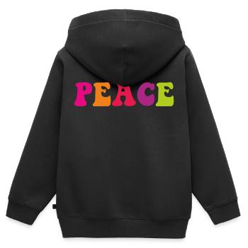 PEACE - Sweat Premium à capuche zippé enfant bio - noir - Dos - AI Model Kid Male (0cm)