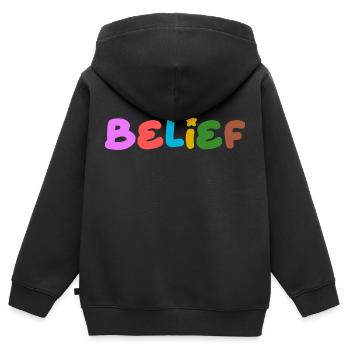 Pensée positive de foi - Sweat Premium à capuche zippé enfant bio - noir - Dos - AI Model Kid Male (0cm)