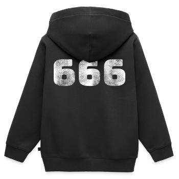 666 - Kinder Premium Organic Zip Hoodie - Schwarz - Hinten - AI Model Kid Male (0cm)