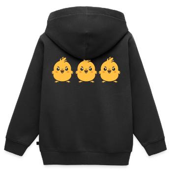 poussin - Sweat Premium à capuche zippé enfant bio - noir - Dos - AI Model Kid Male (0cm)