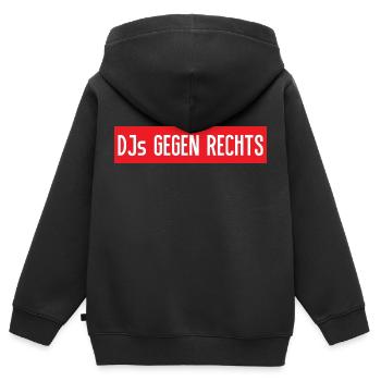 DJs gegen rechts - Kinder Premium Organic Zip Hoodie - Schwarz - Hinten - AI Model Kid Male (0cm)