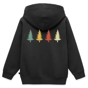 Vintage Retro Baum - Kinder Premium Organic Zip Hoodie - Schwarz - Hinten - AI Model Kid Male (0cm)