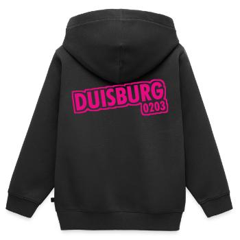 Duisburg - 0203 - Vorwahl - NRW - Ruhrpott - Kinder Premium Organic Zip Hoodie - Schwarz - Hinten - AI Model Kid Male (0cm)