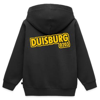 Duisburg - 0203 - Vorwahl - NRW - Ruhrpott - Kinder Premium Organic Zip Hoodie - Schwarz - Hinten - AI Model Kid Male (0cm)
