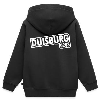 Duisburg - 0203 - Vorwahl - NRW - Ruhrpott - Kinder Premium Organic Zip Hoodie - Schwarz - Hinten - AI Model Kid Male (0cm)
