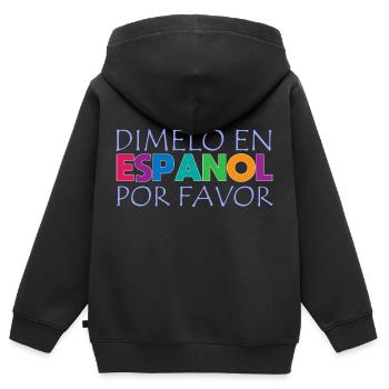Espagnol Professeur d’espagnol Langue - Sweat Premium à capuche zippé enfant bio - noir - Dos - AI Model Kid Male (0cm)