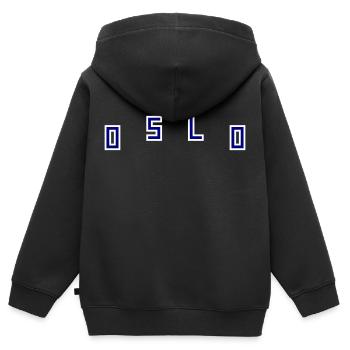 Oslo - Kinder Premium Organic Zip Hoodie - Schwarz - Hinten - AI Model Kid Male (0cm)