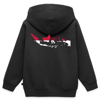 Indonesien - Kinder Premium Organic Zip Hoodie - Schwarz - Hinten - AI Model Kid Male (0cm)