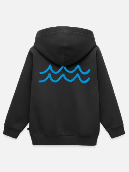 Wellen - Kinder Premium Organic Zip Hoodie - Schwarz