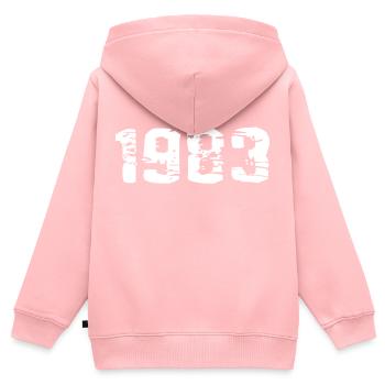 1983 - Kids Premium Organic Zip-up Hoodie - rose - Back - AI Model Kid Female (0cm)