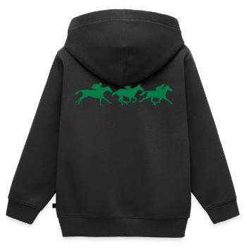 Pferd Pferderennen Pferderennen Jockey - Kinder Premium Organic Zip Hoodie - Schwarz - Hinten - AI Model Kid Male (0cm)
