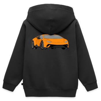 Sportwagen in orange als digitale Zeichnung - Kinder Premium Organic Zip Hoodie - Schwarz - Hinten - AI Model Kid Male (0cm)