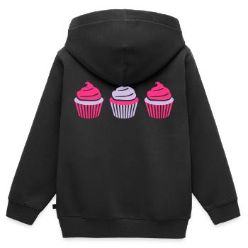 Cupcake - Kinder Premium Organic Zip Hoodie - Schwarz - Hinten - AI Model Kid Male (0cm)