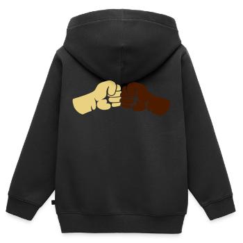 Noir Blanc Bros - Sweat Premium à capuche zippé enfant bio - noir - Dos - AI Model Kid Male (0cm)