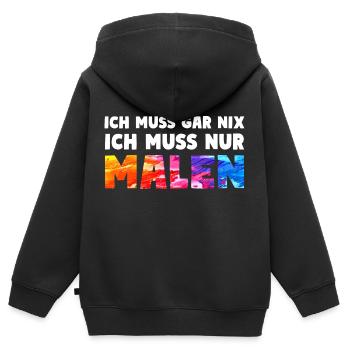 NUR MALEN Maler Kunst Spruch - Kinder Premium Organic Zip Hoodie - Schwarz - Hinten - AI Model Kid Male (0cm)