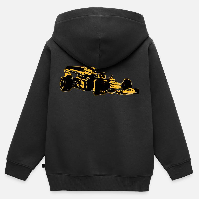 Voiture de course - Sweat Premium à capuche zippé enfant bio - noir