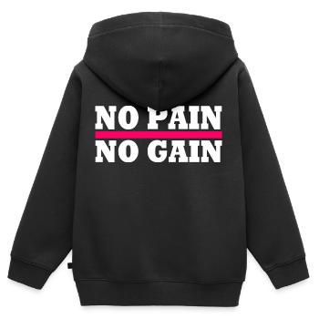 No pain no gain - Sweat Premium à capuche zippé enfant bio - noir - Dos - AI Model Kid Male (0cm)