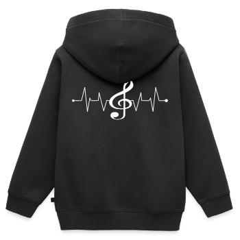Musik Notenschlüssel Herzschlag Geschenk Music - Kinder Premium Organic Zip Hoodie - Schwarz - Hinten - AI Model Kid Male (0cm)
