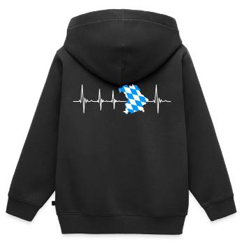 Bayern Bayrisch Herzschlag - Kinder Premium Organic Zip Hoodie - Schwarz - Hinten - AI Model Kid Male (0cm)