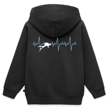 Certificat de plongée Diver Heartbeat Pulse - Sweat Premium à capuche zippé enfant bio - noir - Dos - AI Model Kid Male (0cm)