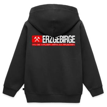 Erzgebirge Wu de walder haamlich rauschen - Kinder Premium Organic Zip Hoodie - Schwarz - Hinten - AI Model Kid Male (0cm)